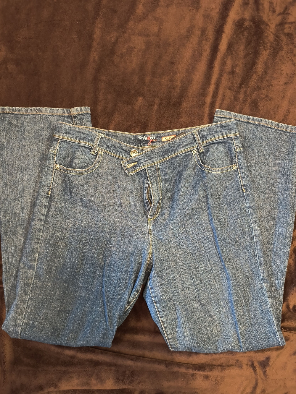 Style & Co Medium Blue Boot Cut Women's Jeans With Decorative Back Pockets